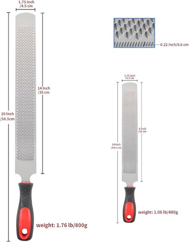 18 Inch Hoof Rasp & 14 Inch Farrier Rasp File with Rubber Handle, 2 Pack Rasp File, 18 and 14 Inch, Strong Carbon Steel Farrier File Tool, Suitable for Horse/Goat/Cow/Donkey/Animal Hooves in Kuwait