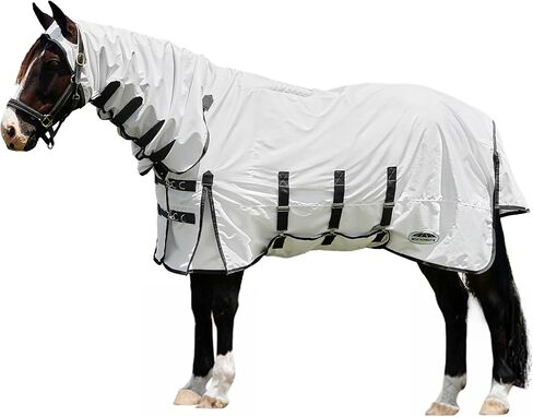 مجموعة ملاءات الطيران من WeatherBeeta ComFiTec Sweet Itch Shield، أبيض/فحمي، 75 بوصة in Kuwait