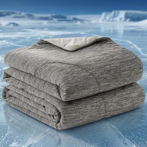 PHF Cooling Blanket King Size for Hot Sleepers Night Sweats, Soft Quilted Cooling Comforter, Lightweight Breathable Cold Blanket, 108"x90", Charcoal in Kuwait