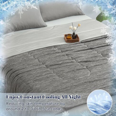 PHF Cooling Blanket King Size for Hot Sleepers Night Sweats, Soft Quilted Cooling Comforter, Lightweight Breathable Cold Blanket, 108"x90", Charcoal in Kuwait