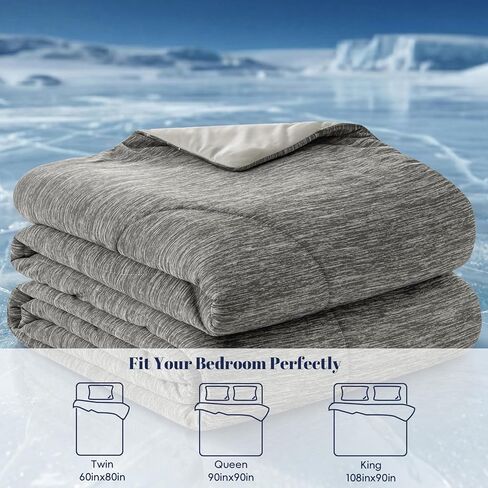 PHF Cooling Blanket King Size for Hot Sleepers Night Sweats, Soft Quilted Cooling Comforter, Lightweight Breathable Cold Blanket, 108"x90", Charcoal in Kuwait