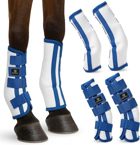 Premium Fly Boots for Horses (4 Pieces) –Durable and Comfortable Fly Leg Wraps for Big Horses – Protective Outer Mesh Design – Elegant and Breathable Set of 4 Horse Fly Boots in Kuwait