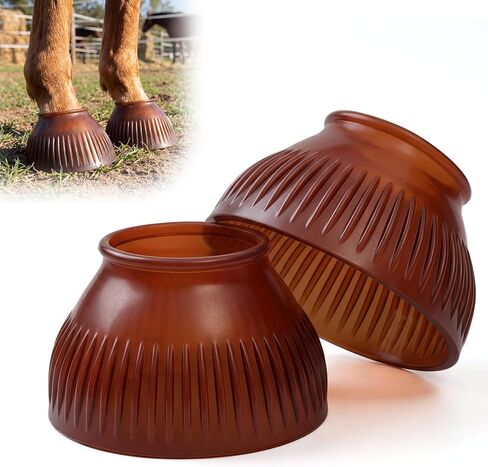 Abbylike Horse Bell Boots 1 Pair, Horse Overreach Ballistic Rubber Bell Boots Care for Turnout, No Rub Design Protect Against Hoof Impact Trauma in Kuwait