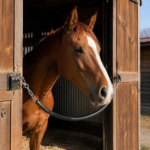 Shimeyao 1 Pcs Black Stall Chain 47 Inch Rubber Stall Guards for Horses 2 Double Ended Snaps Durable Sturdy Secure Versatile Heavy Duty Reusable Guard Chain for Horse Barn in Kuwait