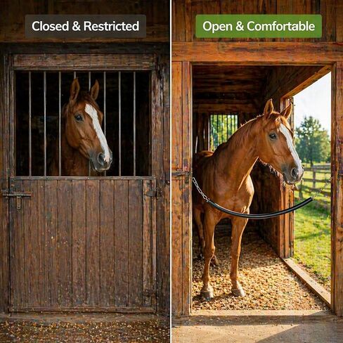 Shimeyao 1 Pcs Black Stall Chain 47 Inch Rubber Stall Guards for Horses 2 Double Ended Snaps Durable Sturdy Secure Versatile Heavy Duty Reusable Guard Chain for Horse Barn in Kuwait