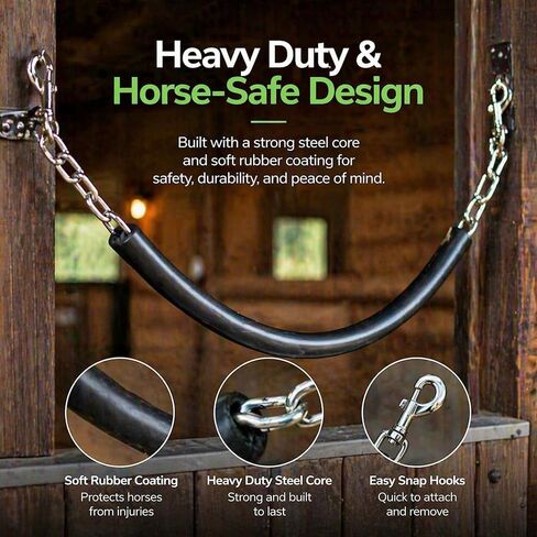 Shimeyao 1 Pcs Black Stall Chain 47 Inch Rubber Stall Guards for Horses 2 Double Ended Snaps Durable Sturdy Secure Versatile Heavy Duty Reusable Guard Chain for Horse Barn in Kuwait