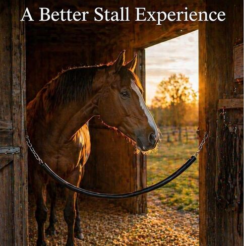 Shimeyao 1 Pcs Black Stall Chain 47 Inch Rubber Stall Guards for Horses 2 Double Ended Snaps Durable Sturdy Secure Versatile Heavy Duty Reusable Guard Chain for Horse Barn in Kuwait