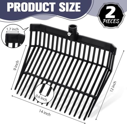 Lasnten Manure Fork Replacement Head, 18 Tines Pitchfork Head with Screws and Nuts, Horse Manure Rake for Picking up Grass and Hay(Black,2 Pcs) in Kuwait