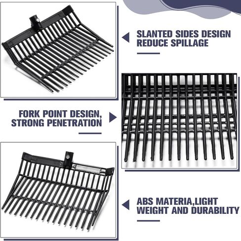 Lasnten Manure Fork Replacement Head, 18 Tines Pitchfork Head with Screws and Nuts, Horse Manure Rake for Picking up Grass and Hay(Black,2 Pcs) in Kuwait