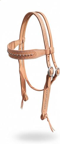 Double Stitched Leather Browband Western Headstall for Horse, Free Sizes Tan Color in Saudi Arabia