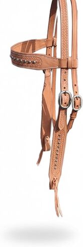 Double Stitched Leather Browband Western Headstall for Horse, Free Sizes Tan Color in Saudi Arabia
