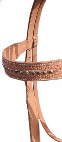 Double Stitched Leather Browband Western Headstall for Horse, Free Sizes Tan Color in Saudi Arabia