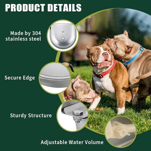 Automatic Animal Drinking Water Bowl, 304 Stainless Steel Livestock Waterer with Float Valves, 39" Pipe Hose, 1/2" to 3/4" Adapter, Water Trough for Dog, Horse, Goat, Pig, Cow in Kuwait