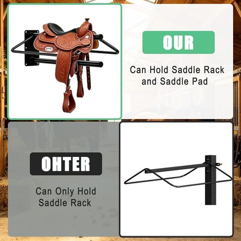 Youlina 4 Pack Wall Mounted Saddle Rack with Pad Bar, Heavy Duty Black Horse Saddle Stand for English & Western Saddles, Sturdy Storage for Saddle Pads & Blankets in Kuwait