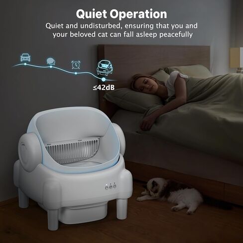Automatic Cat Litter Box,Self Cleaning Litter Box for Multiple Cats with Open Top Design, App Control, Safety Protection,Ultra-Quiet,Easy Setup,White in Kuwait