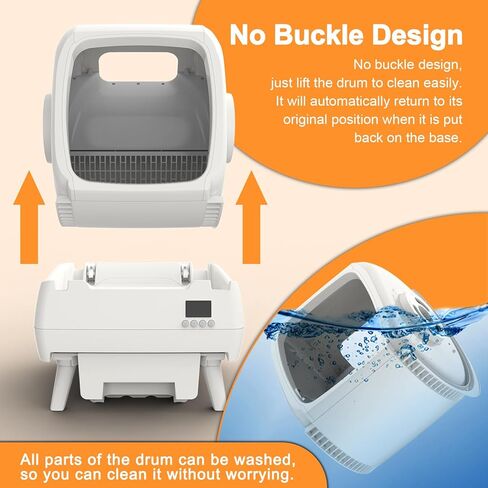 Automatic Cat Litter Box Self Cleaning - App Control, Cat Toilet Records, Suitable for Big Cats, Medium Cats, Kittens and Multi-Cat Families, Anti-Pinch, Low Noise【Assembly Required】- White in Kuwait