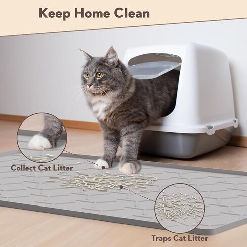 Garoopion Cat Litter Box Mat, Large 40" X 28" Litter Trapping Mat for Cats, Waterproof Silicone Pad for Floor, Gray in Kuwait