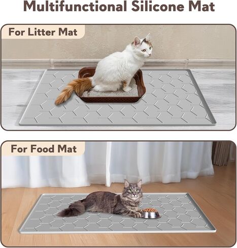 Garoopion Cat Litter Box Mat, Large 40" X 28" Litter Trapping Mat for Cats, Waterproof Silicone Pad for Floor, Gray in Kuwait