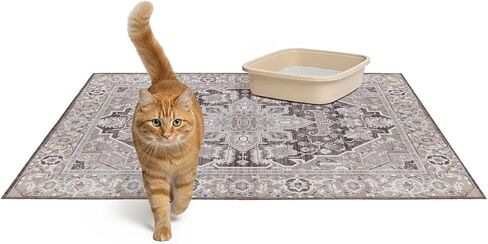 Lovewag Pets Cat Litter Mat 2 Pack - Large 36x48 Machine Washable Easy Clean Non-Slip Waterproof Trapping Mats for Cats - (Marmalade Sunshine) in Kuwait