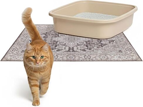 Lovewag Pets Cat Litter Mat 2 Pack - Large 36x48 Machine Washable Easy Clean Non-Slip Waterproof Trapping Mats for Cats - (Marmalade Sunshine) in Kuwait