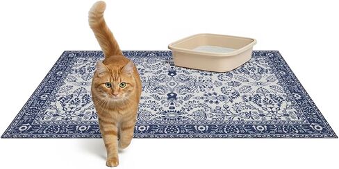 Lovewag Pets Cat Litter Mat 2 Pack - Large 36x48 Machine Washable Easy Clean Non-Slip Waterproof Trapping Mats for Cats - (Marmalade Sunshine) in Kuwait