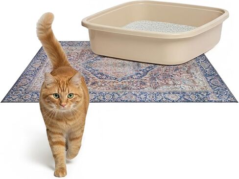 Lovewag Pets Cat Litter Mat 2 Pack - Large 36x48 Machine Washable Easy Clean Non-Slip Waterproof Trapping Mats for Cats - (Marmalade Sunshine) in Kuwait