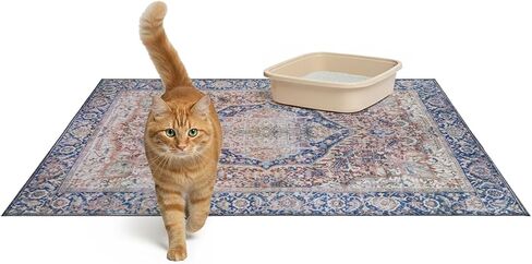 Lovewag Pets Cat Litter Mat 2 Pack - Large 36x48 Machine Washable Easy Clean Non-Slip Waterproof Trapping Mats for Cats - (Marmalade Sunshine) in Kuwait