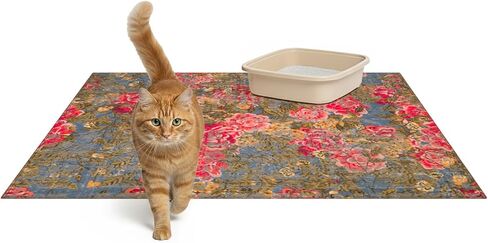 Lovewag Pets Cat Litter Mat 2 Pack - Large 36x48 Machine Washable Easy Clean Non-Slip Waterproof Trapping Mats for Cats - (Marmalade Sunshine) in Kuwait