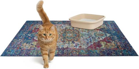 Lovewag Pets Cat Litter Mat 2 Pack - Large 36x48 Machine Washable Easy Clean Non-Slip Waterproof Trapping Mats for Cats - (Marmalade Sunshine) in Kuwait