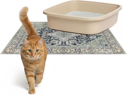 Lovewag Pets Cat Litter Mat 2 Pack - Large 36x48 Machine Washable Easy Clean Non-Slip Waterproof Trapping Mats for Cats - (Marmalade Sunshine) in Kuwait