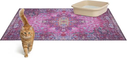 Lovewag Pets Cat Litter Mat 2 Pack - Large 36x48 Machine Washable Easy Clean Non-Slip Waterproof Trapping Mats for Cats - (Marmalade Sunshine) in Kuwait