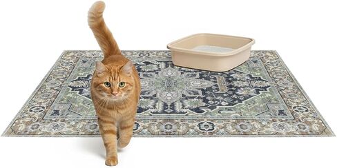 Lovewag Pets Cat Litter Mat 2 Pack - Large 36x48 Machine Washable Easy Clean Non-Slip Waterproof Trapping Mats for Cats - (Marmalade Sunshine) in Kuwait