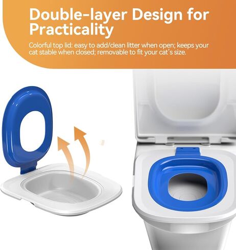 Cat Toilet Trainer Kit | Cat Potty Training Kit | Toilet Training for Cats & Cat Box（Blue） in Saudi Arabia