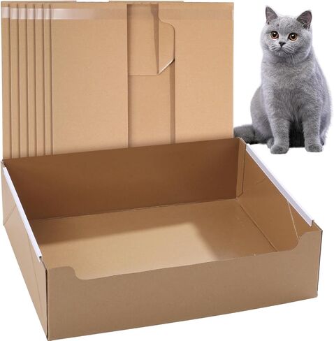 4 PCS Disposable Litter Boxes for Cats, Foldable Cardboard Cat Litter Box, Portable Waterproof Travel Litter Box for Cats（16.7x12.8x5.3 Inch） in Kuwait