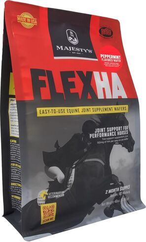 Majesty's Flex HA Wafers - Superior Performance Horse/Equine Joint Support Supplement - HA, Vitamin C, Yucca, Glucosamine (Peppermint, 2 Pack(120 Count Total)) in Kuwait