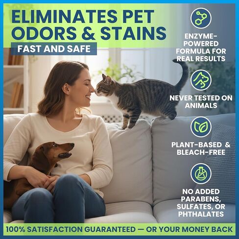 Stain & Odor Eliminator for Strong Odor, 32oz Enzyme Pet Odor Eliminator for Home, Carpet Stain Remover for Cats & Dog Pee, Enzymatic Cat Urine Destroyer, Carpet Cleaner Spray in Kuwait
