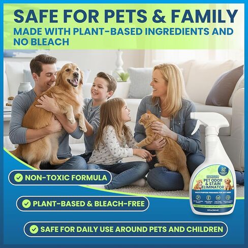 Stain & Odor Eliminator for Strong Odor, 32oz Enzyme Pet Odor Eliminator for Home, Carpet Stain Remover for Cats & Dog Pee, Enzymatic Cat Urine Destroyer, Carpet Cleaner Spray in Kuwait