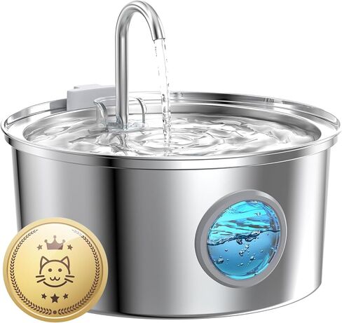 Cat Water Fountain Stainless Steel: 74oz/2.2L Cat Fountain for Drinking - Pet Water Fountain for Cats Inside - Quiet Cats Water Bowl Dispenser - Kitty Drinking Fountains - for Pets& Small Animals in Kuwait