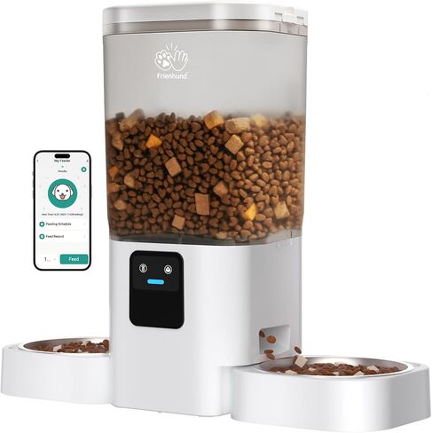 Frienhund Timed Automatic Cat Feeder 2 Cats with Slow Feed: Dual Automatic Dog Feeder with Information Visualization, Programmable Auto Cat Food Dispenser for Multiple Pets,Detachable for Clean-29 Cup in Kuwait