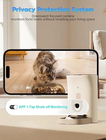Automatic Cat Feeder with 3MP Camera,2K HD Video with Night Vision,5G/2.4G WiFi Pet Feeder with 2-Way Audio,App-Controlled Timed&Blockage Sensor,Detachable for Easy Cleaning with Desiccant for Cat/Dog in Kuwait