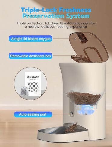 Automatic Cat Feeder with 3MP Camera,2K HD Video with Night Vision,5G/2.4G WiFi Pet Feeder with 2-Way Audio,App-Controlled Timed&Blockage Sensor,Detachable for Easy Cleaning with Desiccant for Cat/Dog in Kuwait