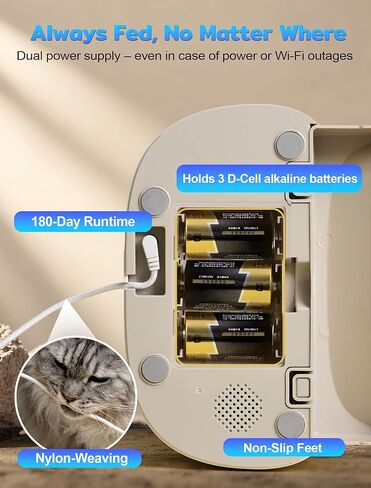 Automatic Cat Feeder with 3MP Camera,2K HD Video with Night Vision,5G/2.4G WiFi Pet Feeder with 2-Way Audio,App-Controlled Timed&Blockage Sensor,Detachable for Easy Cleaning with Desiccant for Cat/Dog in Kuwait