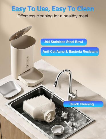 Automatic Cat Feeder with 3MP Camera,2K HD Video with Night Vision,5G/2.4G WiFi Pet Feeder with 2-Way Audio,App-Controlled Timed&Blockage Sensor,Detachable for Easy Cleaning with Desiccant for Cat/Dog in Kuwait