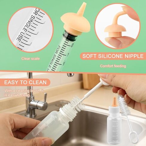 مجموعة رعاية الحيوانات الأليفة، مجموعة رضاعة للقطط حديثي الولادة، للجراء حديثي الولادة والقطط والحيوانات الصغيرة الأخرى، مع حلمات رضاعة من السيليكون، وموزع تركيبة، ومحاقن سائلة، وكوب قياس وفرشاة تنظيف in Kuwait
