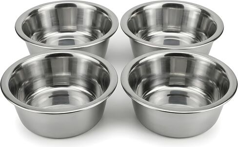 Stainless Steel Cat & Dog Bowls, 16 oz Each, Small Pet Feeding Dishes for Food & Water, Lightweight & Durable, 4 Pack in Kuwait