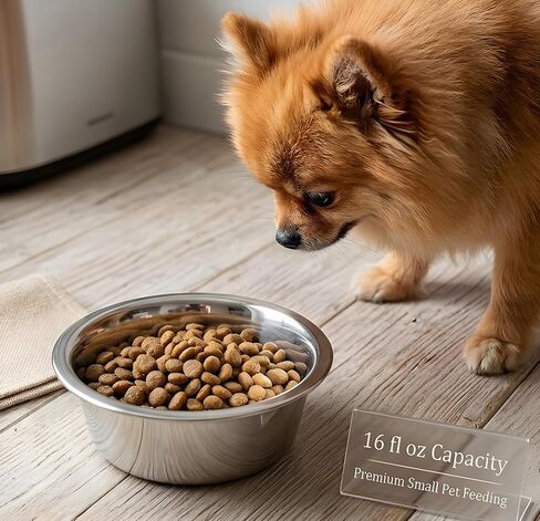 Stainless Steel Cat & Dog Bowls, 16 oz Each, Small Pet Feeding Dishes for Food & Water, Lightweight & Durable, 4 Pack in Kuwait