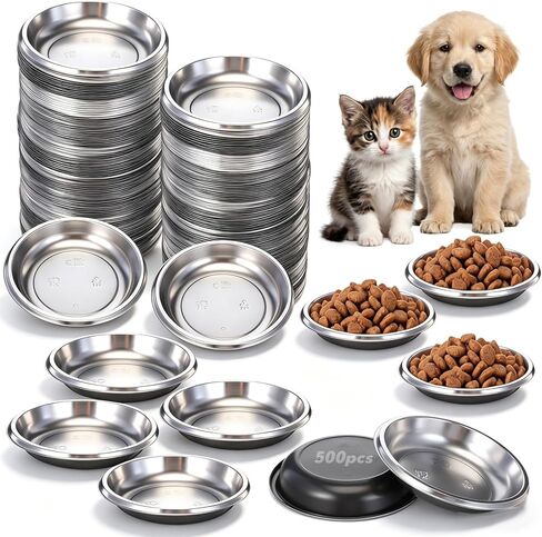 500 Pcs Mini Pet Disposable Feeding Bowls Bulk, Small Plastic Travel Food Bowls for Small Cats, Puppies, and Other Pets - Ideal for Dry & Wet Food, Water in Kuwait