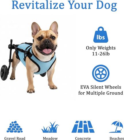 Dog Wheelchair for Back Legs - Adjustable Small Dog Wheelchair with 1.5mm Thickened Frame, Mobility Aid Support Cart for Disabled Hind Legs Rehab, Walking Wheels for Small Dogs in Kuwait
