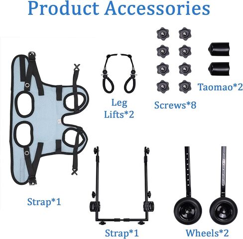 Dog Wheelchair for Back Legs - Adjustable Small Dog Wheelchair with 1.5mm Thickened Frame, Mobility Aid Support Cart for Disabled Hind Legs Rehab, Walking Wheels for Small Dogs in Kuwait