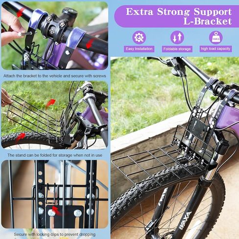 Expandable Dog Bike Basket with Secure Mounting Bracket, Multi-Functional Foldable Pet Carrier Backpack for Small Dogs & Cats, Features Safety Buckle & 4 Mesh Windows(Light Gray for MTB) in Kuwait